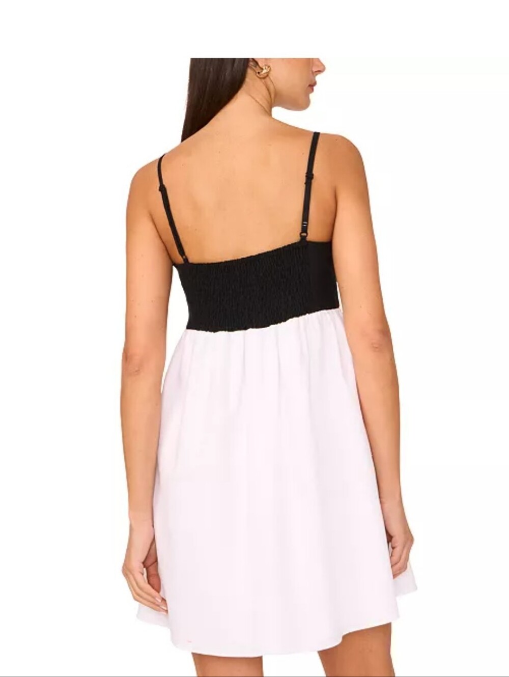 1.STATE Colorblock Midi Dress Large Black White Linen Blend Sundress Spaghetti - Picture 2 of 10